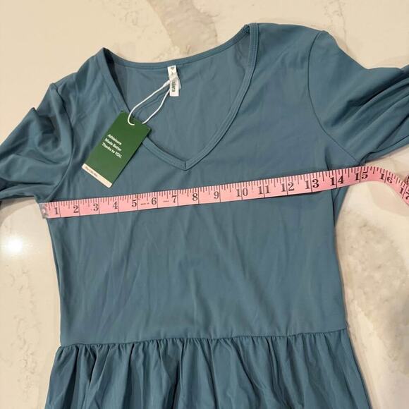 Halara NWT Breezeful V Neck Bishop Long Sleeve Flare Midi Dress Women's Small - Picture 7 of 8